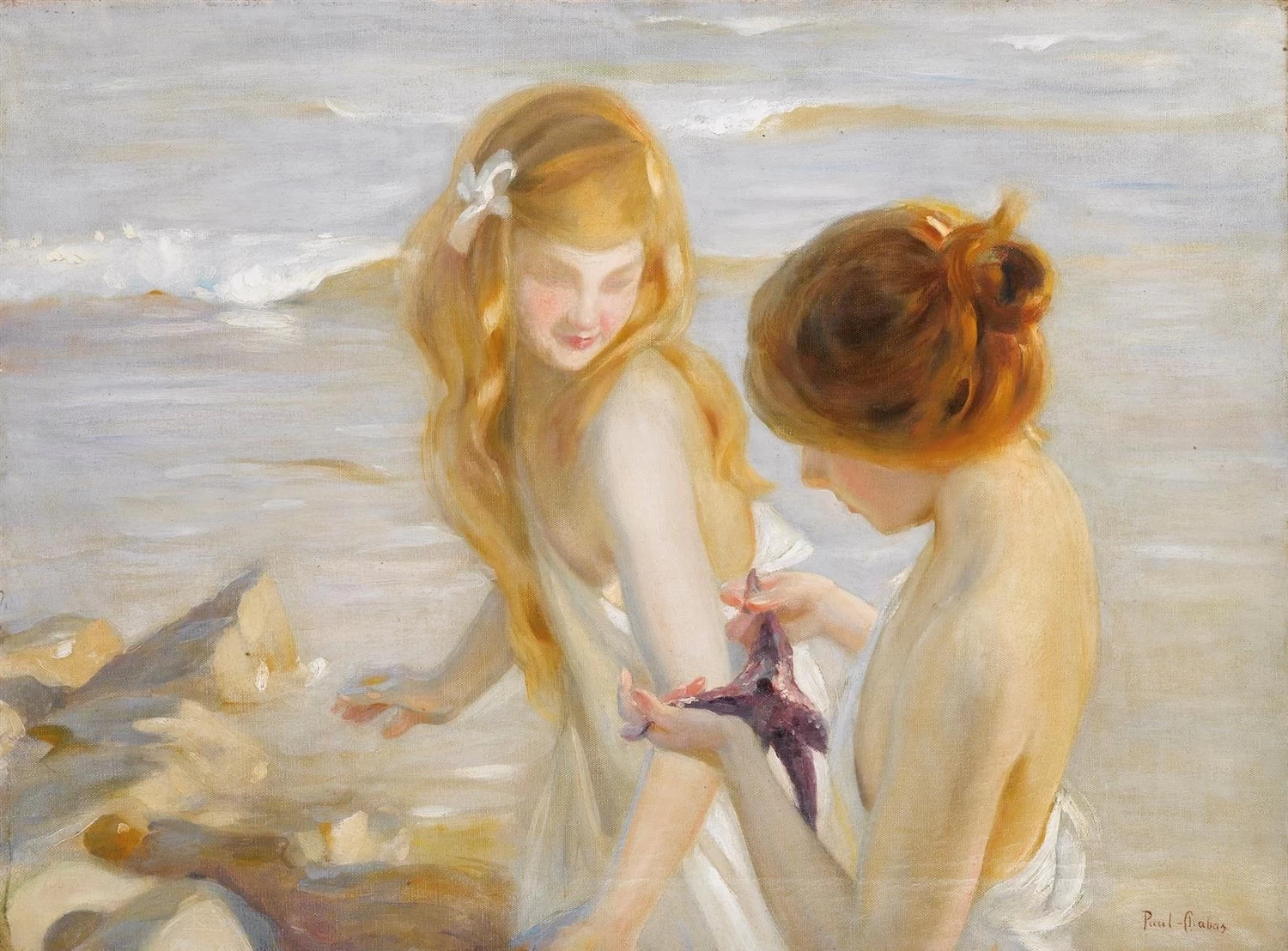 Paul Émile Chabas - Due giovani ragazze con una stella marina, Collezione Jayme Leal Costa, R. J. Brasile
